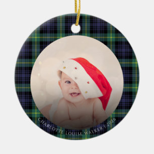 Décoration En Céramique Premier Noël de bébé 2 Photos Tartan