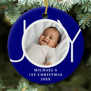 Décoration En Céramique Premier Noël de bébé garçon personnalisé Photo Joi