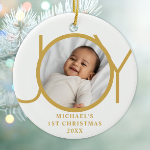 Décoration En Céramique Premier Noël de bébé garçon personnalisé Photo Joi