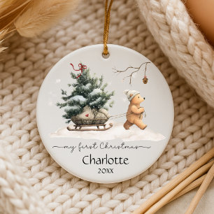 Décoration En Céramique Premier Noël de bébé Ours des Bois