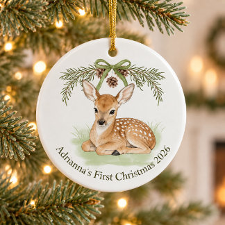 Décoration En Céramique Premier Noël de bébé personnalisé 2026 Bois