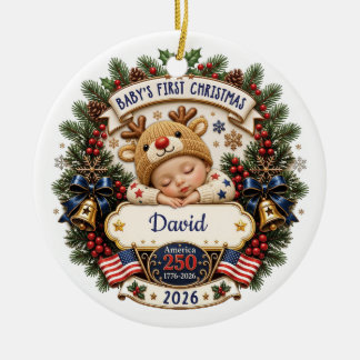 Décoration En Céramique Premier Noël de bébé personnalisé America 250