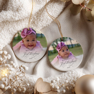 Décoration En Céramique Premier Noël de bébé personnalisé avec 2 photos