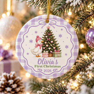 Décoration En Céramique Premier Noël de bébé personnalisé Oie Violette