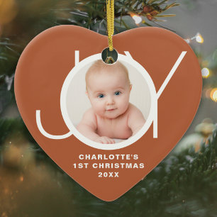 Décoration En Céramique Premier Noël de bébé personnalisé Photo Joie Terra
