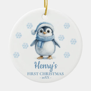 Décoration En Céramique Premier Noël de bébé personnalisé Pingouin