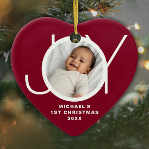 Décoration En Céramique Premier Noël de bébé Photo personnalisée Marron