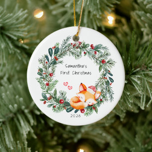 Décoration En Céramique Premier Noël de bébé renardeau
