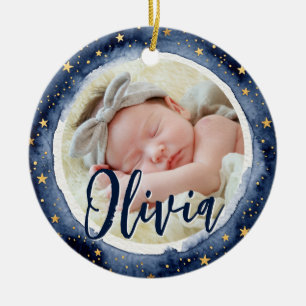 Décoration En Céramique Premier Noël de Bébé Statistiques de Naissance Pho