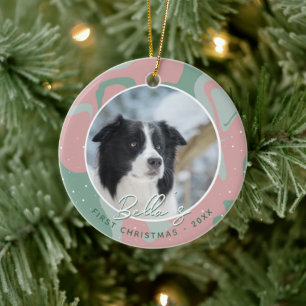 Décoration En Céramique Premier Noël de chiot Border Collie Photo