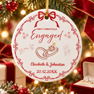 Décoration En Céramique Premier Noël de fiançailles Noms personnalisés Dat