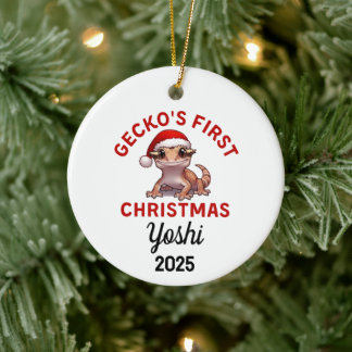 Décoration En Céramique Premier Noël de Gecko à crête 2025