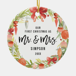 Décoration En Céramique Premier Noël de guirlande mignonne comme M. et Mme