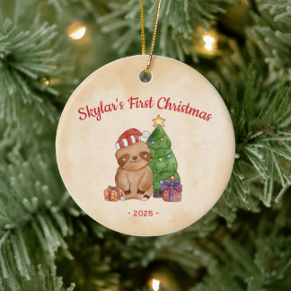 Décoration En Céramique Premier Noël de la paresseuse au Père Noël