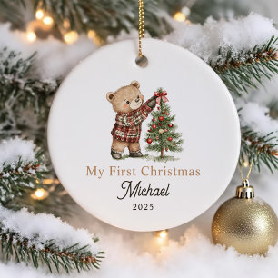 Décoration En Céramique Premier Noël de l'ours en peluche mignon