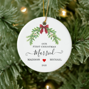 Décoration En Céramique Premier Noël de mariage sous le gui Fêtes