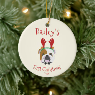 Décoration En Céramique Premier Noël de votre chien - mignon chien anglais