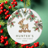 Décoration En Céramique Premier Noël du bébé cerf