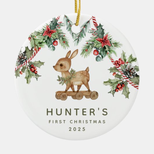 Décoration En Céramique Premier Noël du bébé cerf (Devant)