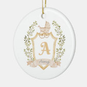 Décoration En Céramique Premier Noël du bébé | Monogramme de crête (Gauche)