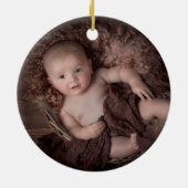 Décoration En Céramique Premier Noël du bébé | Monogramme de crête (Dos)