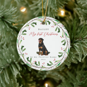 Décoration En Céramique Premier Noël du chien sucré avec nom et année