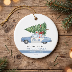 Décoration En Céramique Premier Noël d'un policier moderne personnalisé