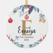 Décoration En Céramique Premier Noël élégant chic Custom Monogram Baby (Devant)