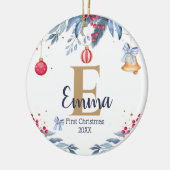 Décoration En Céramique Premier Noël élégant chic Custom Monogram Baby (Gauche)