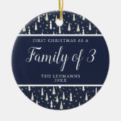 Décoration En Céramique Premier Noël en famille de 3 bleu personnalisé (Devant)