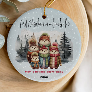 Décoration En Céramique Premier Noël en famille de 5 animaux mignons