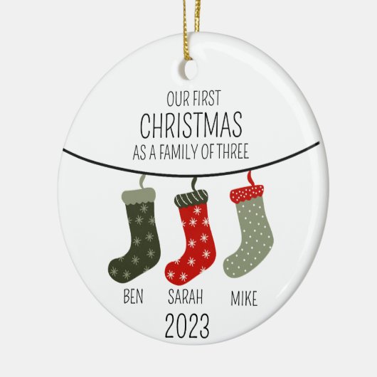 Décoration En Céramique Premier Noël en famille de trois (Gauche)