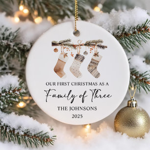 Décoration En Céramique Premier Noël en famille de trois