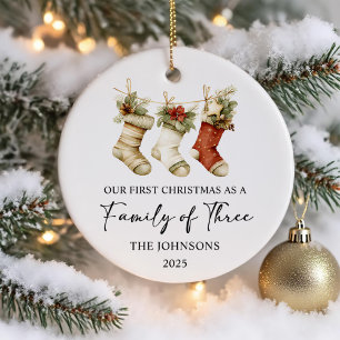 Décoration En Céramique Premier Noël en famille de trois