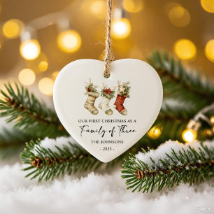 Décoration En Céramique Premier Noël en famille de trois
