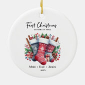 Décoration En Céramique Premier Noël en famille de trois bas (Dos)