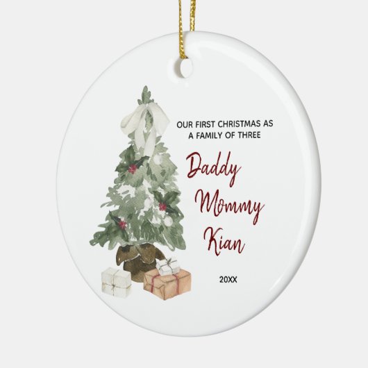 Décoration En Céramique Premier Noël en famille des trois (Gauche)