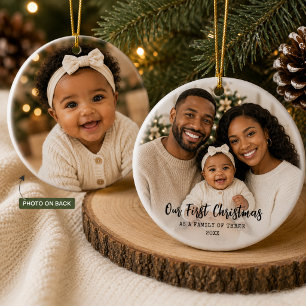 Décoration En Céramique Premier Noël en famille Photo personnalisée