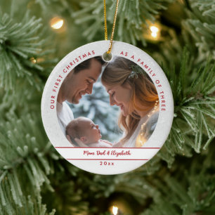 Décoration En Céramique Premier Noël en famille, première photo de bébé au