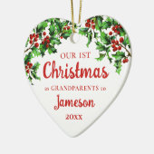 Décoration En Céramique Premier Noël en grand-parents Holly Heart (Gauche)
