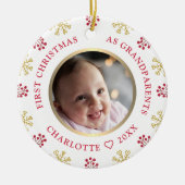 Décoration En Céramique Premier Noël En Grand-Parents Photo Festive (Devant)