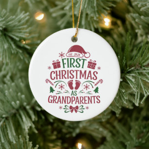 Décoration En Céramique Premier Noël en grands-parents, grand-mère, grand-