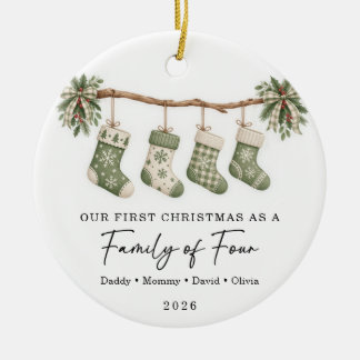 Décoration En Céramique Premier Noël en tant que famille de quatre
