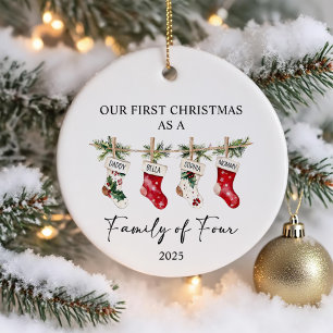 Décoration En Céramique Premier Noël en tant que famille de quatre