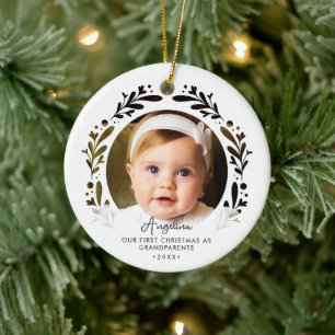 Décoration En Céramique Premier Noël en tant que grands-parents Bébé 2-Pho