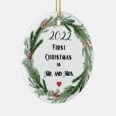 Décoration En Céramique Premier Noël en tant que M. et Mme. (Droite)
