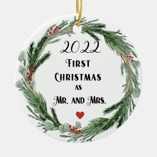 Décoration En Céramique Premier Noël en tant que M. et Mme. (Devant)