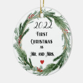 Décoration En Céramique Premier Noël en tant que M. et Mme. (Gauche)