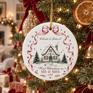 Décoration En Céramique Premier Noël en tant que M. et Mme Cottage Cozy So