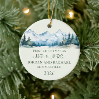 Décoration En Céramique Premier Noël en tant que M. et Mme. Mariage person
